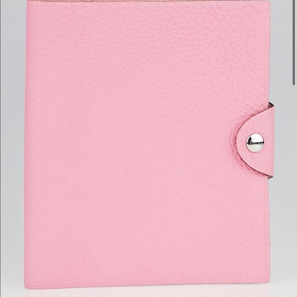 Rose confetti Hermes Ulysses PM notebook cover with Carmencita Tassel